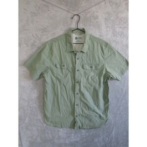 Sierra Designs Mens Large Sage Green Short Sleeve Button Up Hiking Shirt Outdoor
